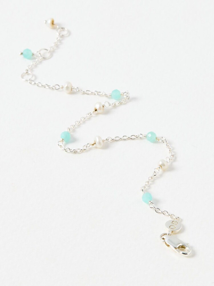 Oliver Bonas Silver Sabrina Amazonite & Pearl Beaded Chain Bracelet - Image 5 of 5