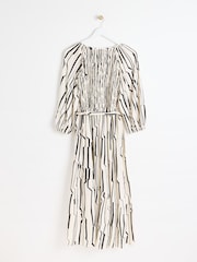 Oliver Bonas White Sicilian Stripe Ruched Midi Dress - Image 2 of 6