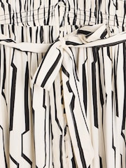 Oliver Bonas White Sicilian Stripe Ruched Midi Dress - Image 5 of 6