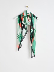 Oliver Bonas Green Geometric Circles Green Lightweight Scarf - Image 1 of 4