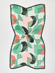 Oliver Bonas Green Geometric Circles Green Lightweight Scarf - Image 2 of 4