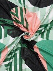 Oliver Bonas Green Geometric Circles Green Lightweight Scarf - Image 3 of 4