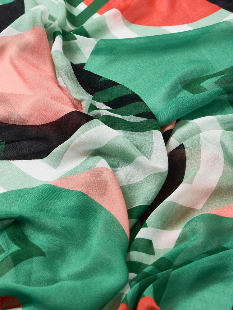 Oliver Bonas Green Geometric Circles Green Lightweight Scarf - Image 4 of 4