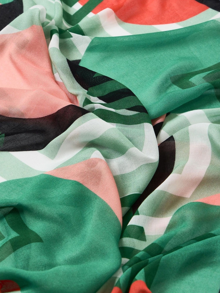 Oliver Bonas Green Geometric Circles Green Lightweight Scarf - Image 4 of 4 Oliver Bonas Green Geometric Circles Green Lightweight Scarf - Image 4 of 4