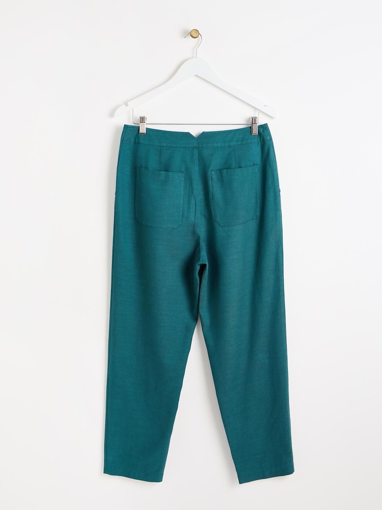 Oliver Bonas Green Pleated Peg Tapered Trousers - Image 2 of 6 Oliver Bonas Green Pleated Peg Tapered Trousers - Image 2 of 6