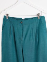 Oliver Bonas Green Pleated Peg Tapered Trousers - Image 3 of 6