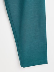 Oliver Bonas Green Pleated Peg Tapered Trousers - Image 5 of 6
