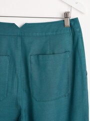 Oliver Bonas Green Pleated Peg Tapered Trousers - Image 6 of 6