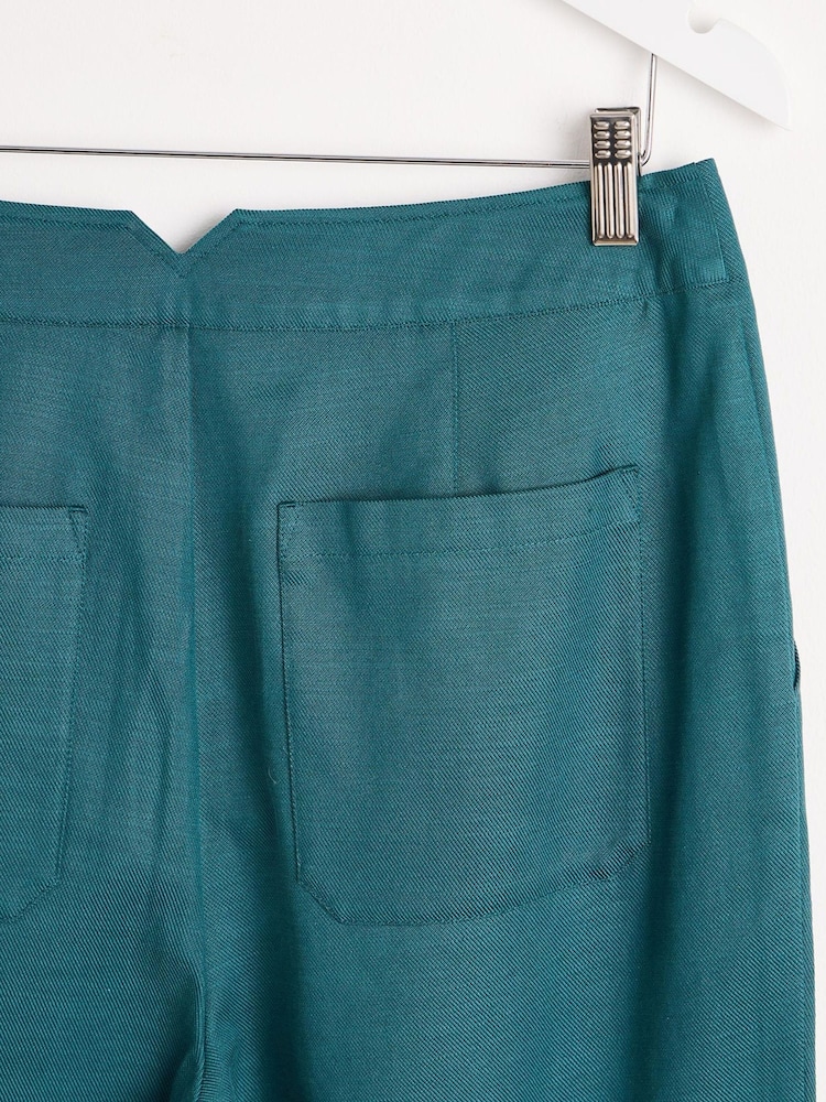 Oliver Bonas Green Pleated Peg Tapered Trousers - Image 6 of 6 Oliver Bonas Green Pleated Peg Tapered Trousers - Image 6 of 6