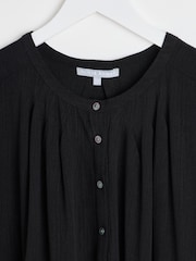 Oliver Bonas Black Button Through Pleated Blouse - Image 6 of 8
