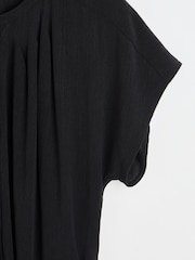 Oliver Bonas Black Button Through Pleated Blouse - Image 7 of 8