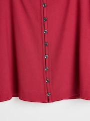 Oliver Bonas Red Square Neck Red Ribbed Jersey Top - Image 5 of 5