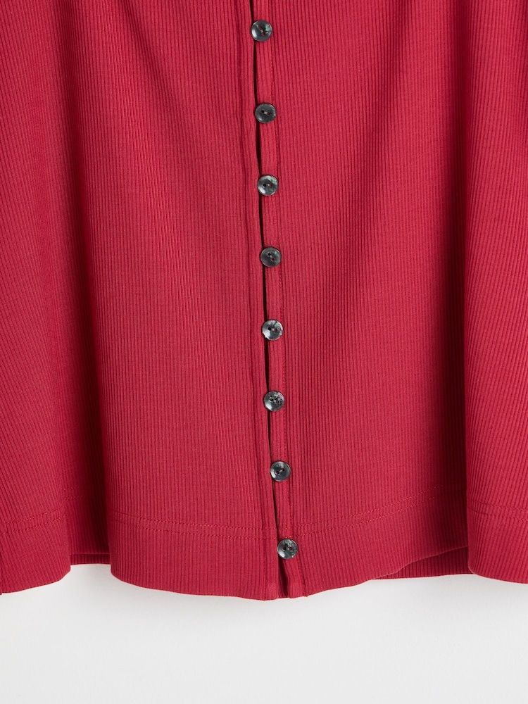 Oliver Bonas Red Square Neck Red Ribbed Jersey Top - Image 5 of 5 Oliver Bonas Red Square Neck Red Ribbed Jersey Top - Image 5 of 5
