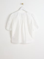 Oliver Bonas White V-Neck Puff Sleeve Blouse - Image 5 of 8
