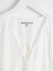 Oliver Bonas White V-Neck Puff Sleeve Blouse - Image 6 of 8