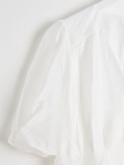 Oliver Bonas White V-Neck Puff Sleeve Blouse - Image 7 of 8
