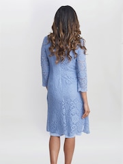 Gina Bacconi Blue Clarabelle Mock Lace Jacket And Crepe Dress - Image 2 of 5