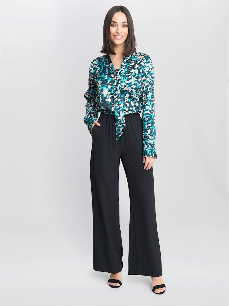 Gina Bacconi Green Avril Satin Pussy Bow Blouse - Image 1 of 5 Gina Bacconi Green Avril Satin Pussy Bow Blouse - Image 1 of 5