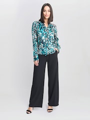 Gina Bacconi Green Avril Satin Pussy Bow Blouse - Image 3 of 5