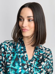 Gina Bacconi Green Avril Satin Pussy Bow Blouse - Image 5 of 5