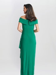 Gina Bacconi Green Jodie Off Shoulder Jersey Dress With Hip Detail - Image 3 of 6