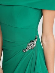 Gina Bacconi Green Jodie Off Shoulder Jersey Dress With Hip Detail - Image 4 of 6