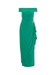 Gina Bacconi Green Jodie Off Shoulder Jersey Dress With Hip Detail - Image 6 of 6
