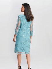 Gina Bacconi Blue Jill Embroidered Lace Mock Jacket Dress - Image 3 of 5