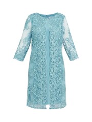 Gina Bacconi Blue Jill Embroidered Lace Mock Jacket Dress - Image 5 of 5
