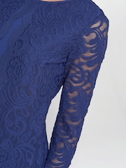 Gina Bacconi Blue Clarabelle Mock Lace Jacket And Crepe Dress - Image 5 of 6