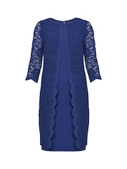 Gina Bacconi Blue Clarabelle Mock Lace Jacket And Crepe Dress - Image 6 of 6
