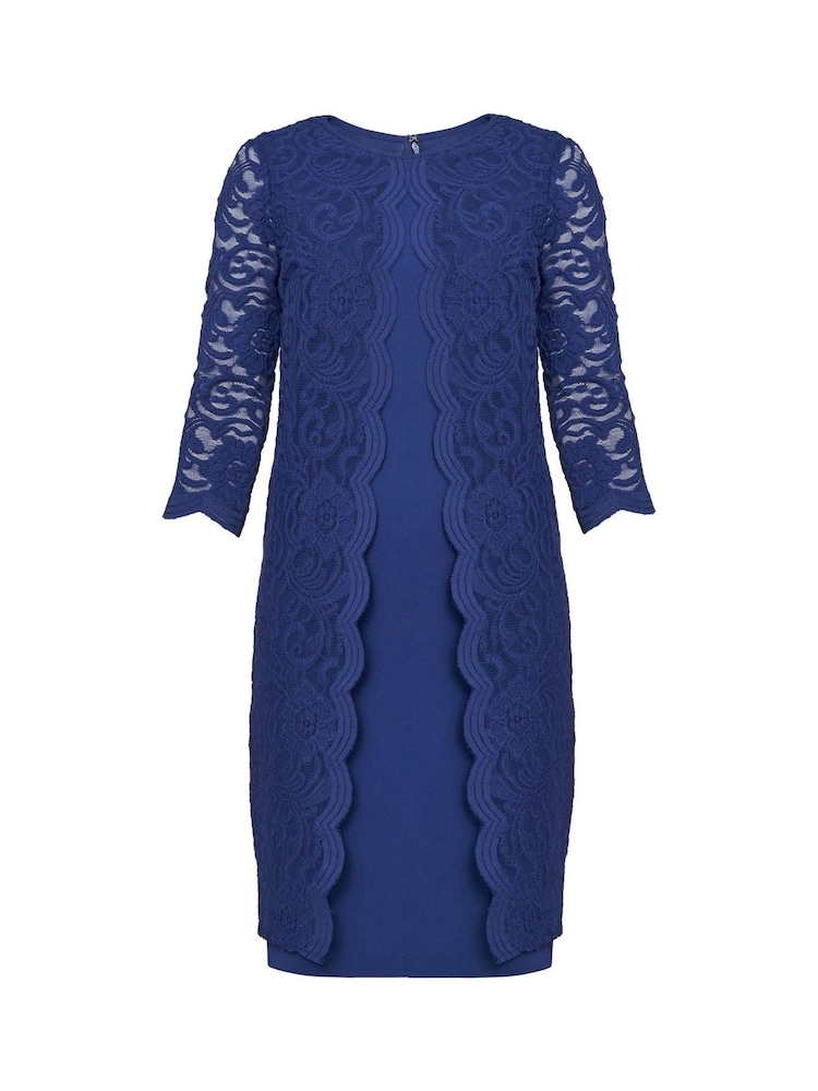 Azul - Chaqueta azul de encaje simulado y vestido de crepé Clarabelle de Gina Bacconi - Imagen 6 de 6 Azul - Chaqueta azul de encaje simulado y vestido de crepé Clarabelle de Gina Bacconi - Imagen 6 de 6