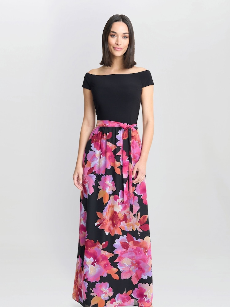 Gina Bacconi Ruth Printed (obleka) dolga; do gležnjev; do tal črna obleka With Jersey Bodice - Slika 1 iz 4 Gina Bacconi Ruth Printed (obleka) dolga; do gležnjev; do tal črna obleka With Jersey Bodice - Slika 1 iz 4