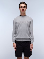 Napapijri Grey Ambra Crew Neck Knitwear 100% Cotton Cardigan - Image 1 of 5