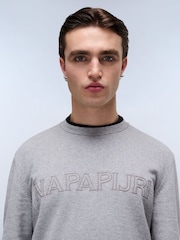 Napapijri Grey Ambra Crew Neck Knitwear 100% Cotton Cardigan - Image 3 of 5