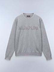 Napapijri Grey Ambra Crew Neck Knitwear 100% Cotton Cardigan - Image 4 of 5