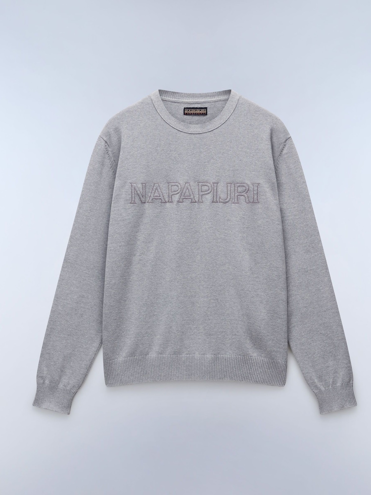 Napapijri Grey Ambra Crew Neck Knitwear 100% Cotton Cardigan - Image 4 of 5