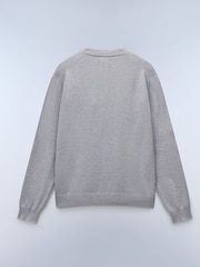 Napapijri Grey Ambra Crew Neck Knitwear 100% Cotton Cardigan - Image 5 of 5