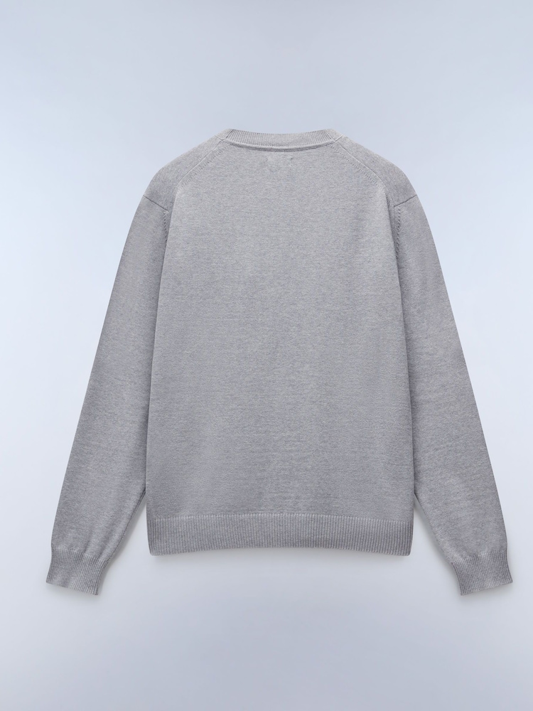 Napapijri Grey Ambra Crew Neck Knitwear 100% Cotton Cardigan - Image 5 of 5
