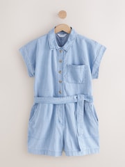 Denim Lightwash Light Wash Denim 100% Cotton Playsuit - Image 1 of 3