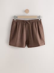 Brown Pull-On Shorts With Linen - Image 1 of 3