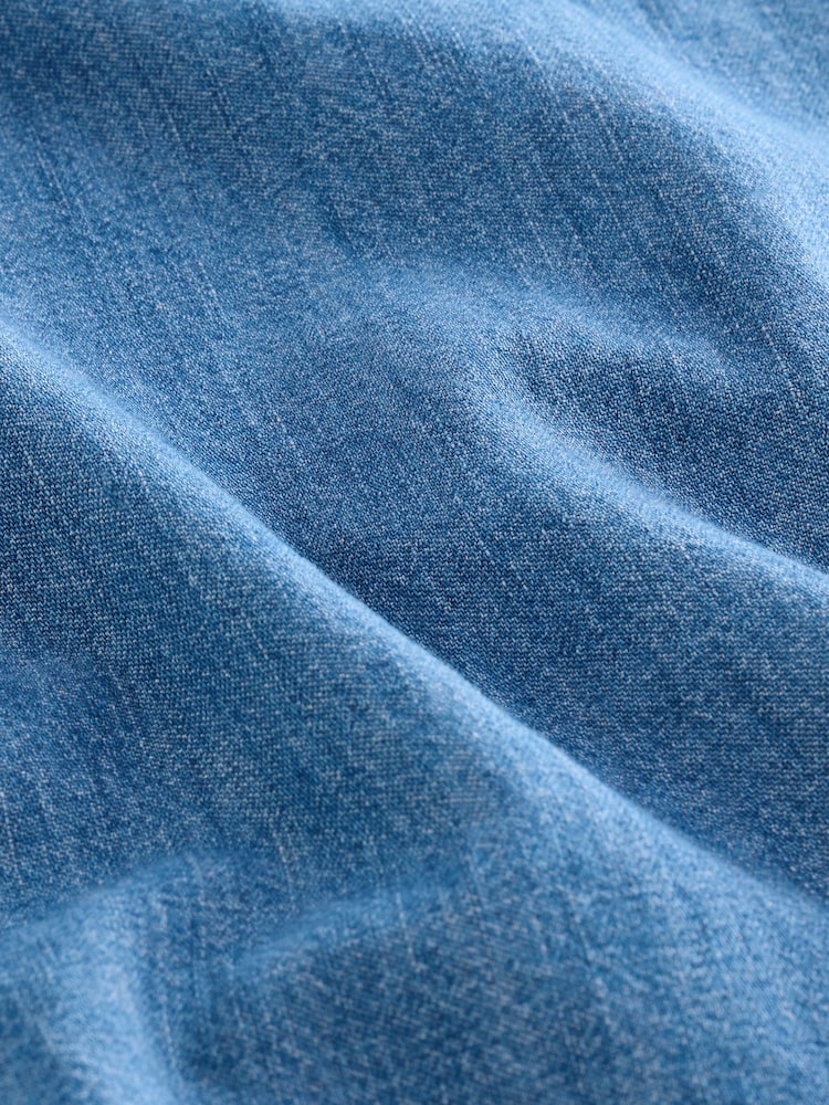 Mid Blue Denim Denim Wide Leg Cropped 100% Cotton Jeans - Image 2 of 3 Mid Blue Denim Denim Wide Leg Cropped 100% Cotton Jeans - Image 2 of 3