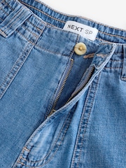 Mid Blue Denim Denim Wide Leg Cropped 100% Cotton Jeans - Image 3 of 3