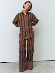 Tan/Blue Stripe Denim 100% Cotton Shirt - Image 2 of 5