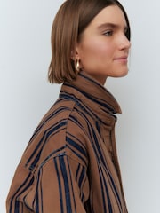 Tan/Blue Stripe Denim 100% Cotton Shirt - Image 4 of 5