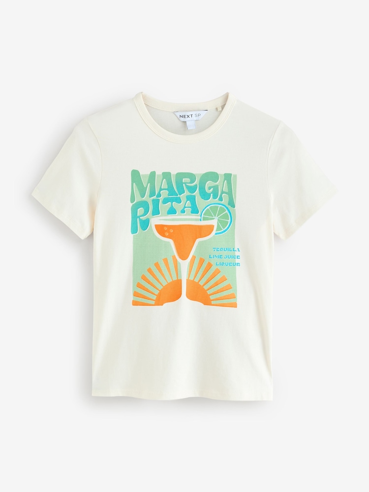 White Short Sleeves Margarita 100% Cotton T-Shirt - Image 1 of 3