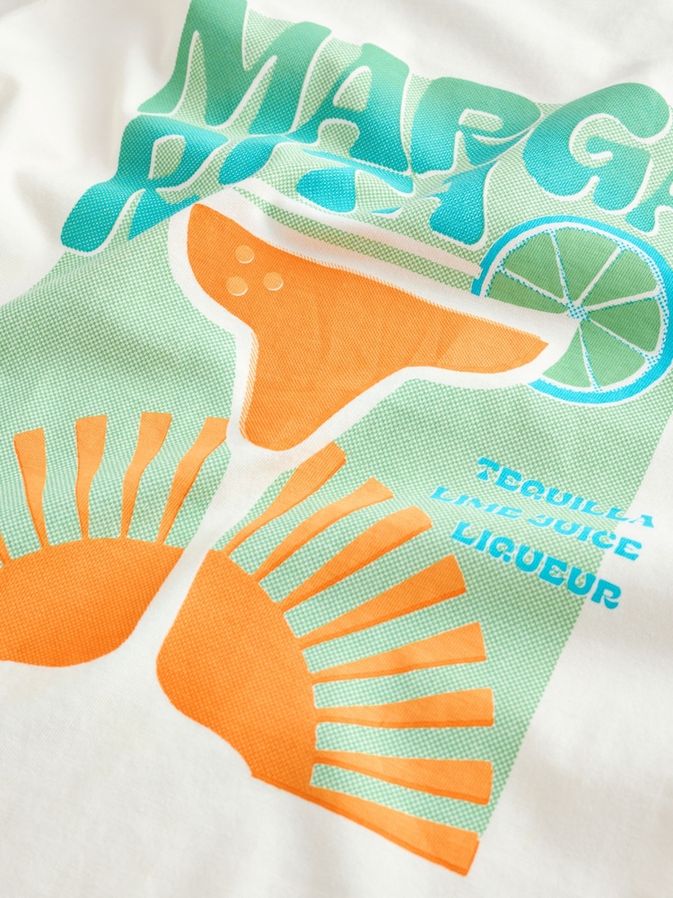 White Short Sleeves Margarita 100% Cotton T-Shirt - Image 3 of 3
