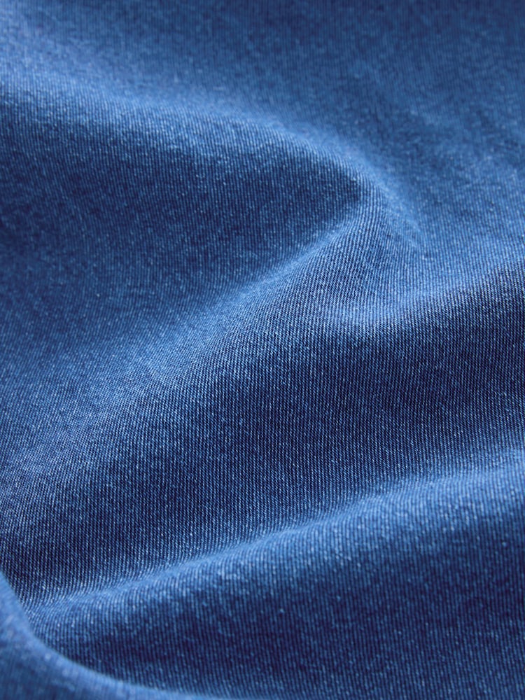 Mid Blue Tie Front Denim Midi Smock 100% Cotton Dress - Image 6 of 6