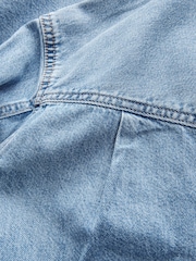 Bleu moyen - Peignoir mi-long en Denim étagées 100% coton - Image 11 of 11