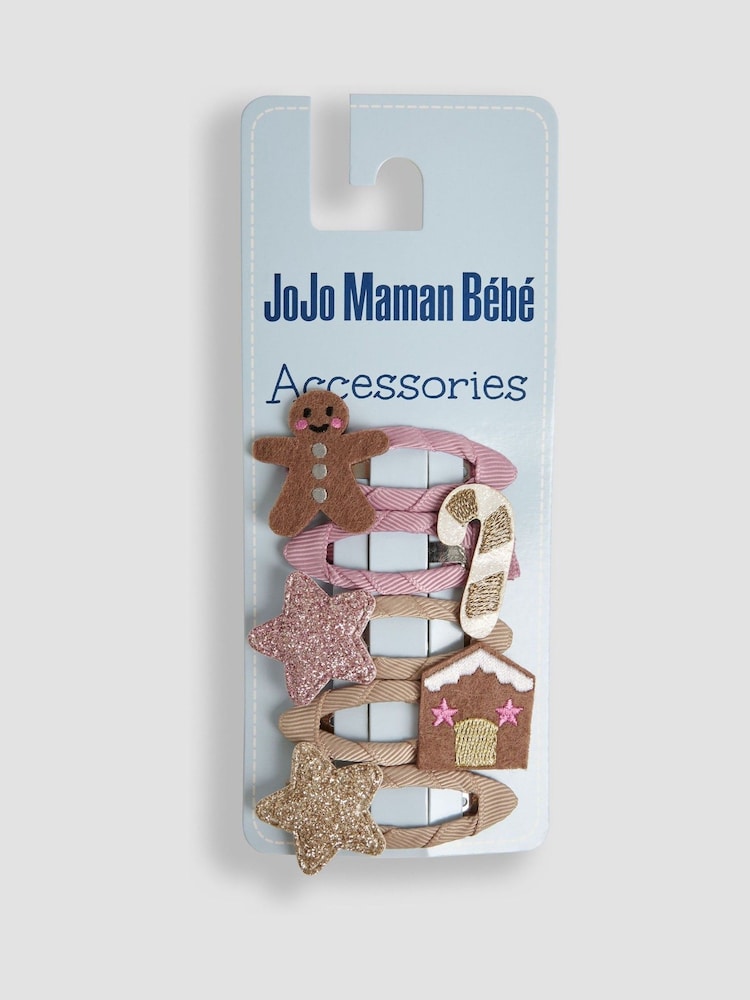 JoJo Maman Bébé Multi Christmas Clips 5 Pack - Image 1 of 1 JoJo Maman Bébé Multi Christmas Clips 5 Pack - Image 1 of 1